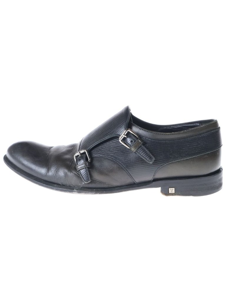 Louis Vuitton Epi Leather Double Monk Strap Dress Business Shoes Black